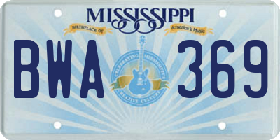 MS license plate BWA369