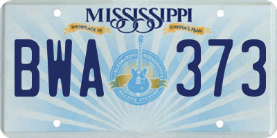 MS license plate BWA373