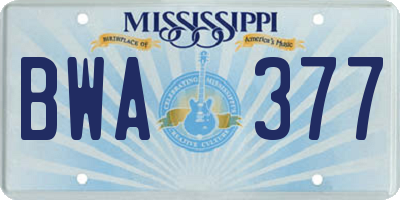 MS license plate BWA377