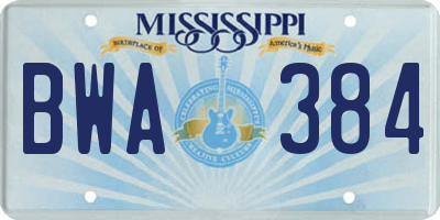 MS license plate BWA384