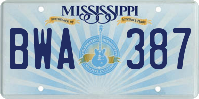 MS license plate BWA387