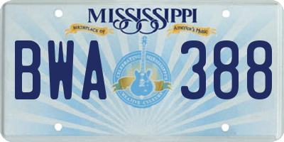 MS license plate BWA388