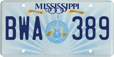 MS license plate BWA389
