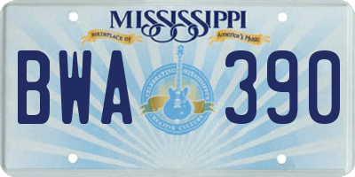 MS license plate BWA390