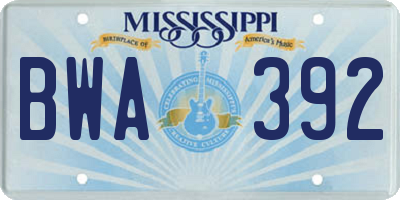MS license plate BWA392