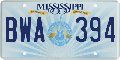 MS license plate BWA394