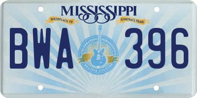 MS license plate BWA396