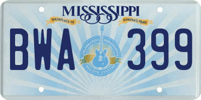 MS license plate BWA399