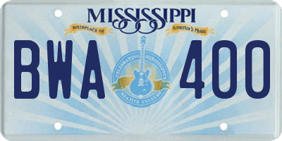 MS license plate BWA400