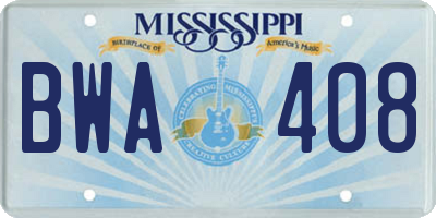MS license plate BWA408