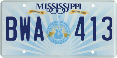 MS license plate BWA413