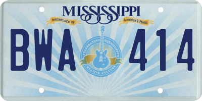 MS license plate BWA414