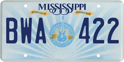 MS license plate BWA422