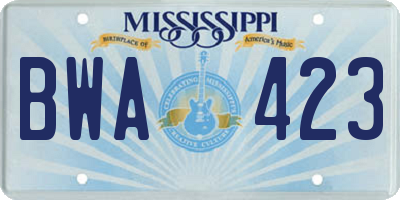 MS license plate BWA423