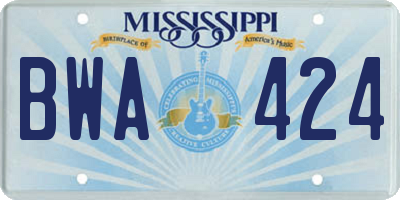 MS license plate BWA424