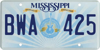 MS license plate BWA425