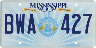 MS license plate BWA427