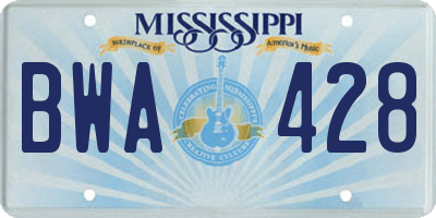 MS license plate BWA428