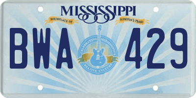 MS license plate BWA429