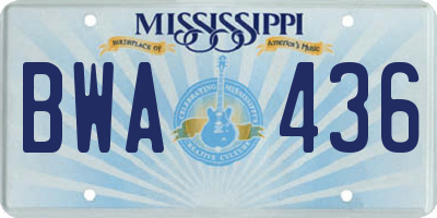 MS license plate BWA436