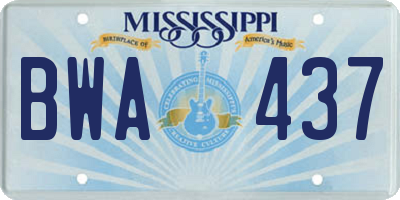 MS license plate BWA437