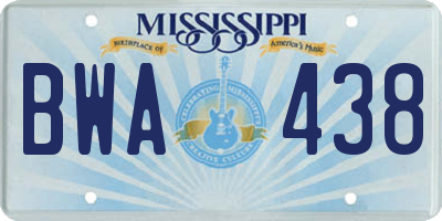 MS license plate BWA438