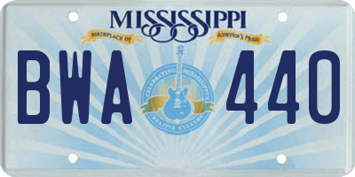 MS license plate BWA440