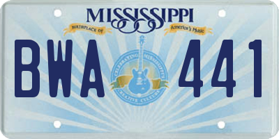 MS license plate BWA441