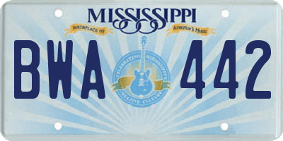 MS license plate BWA442