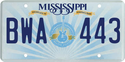 MS license plate BWA443