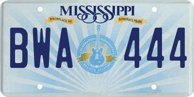 MS license plate BWA444