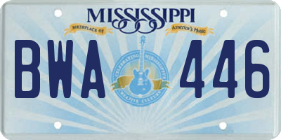 MS license plate BWA446