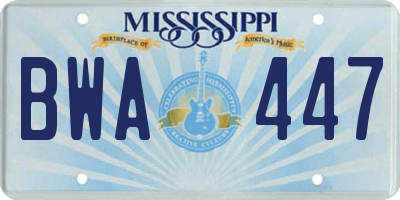 MS license plate BWA447
