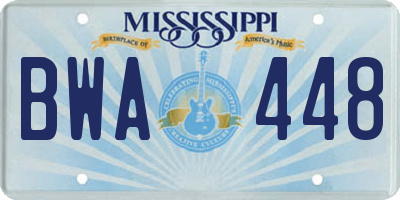 MS license plate BWA448