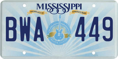 MS license plate BWA449