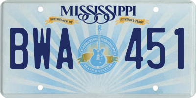 MS license plate BWA451