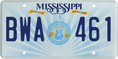 MS license plate BWA461