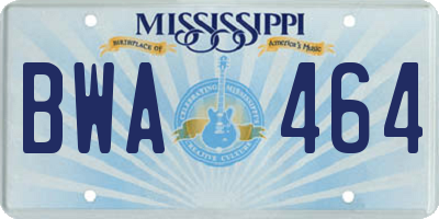 MS license plate BWA464