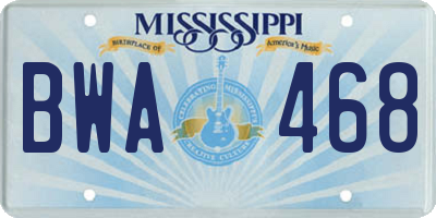 MS license plate BWA468