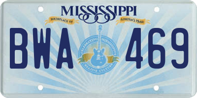 MS license plate BWA469