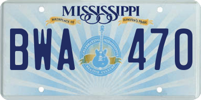MS license plate BWA470