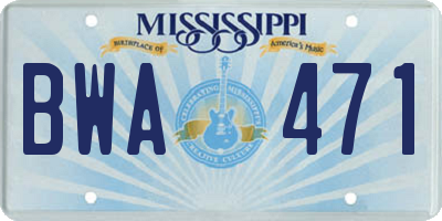 MS license plate BWA471