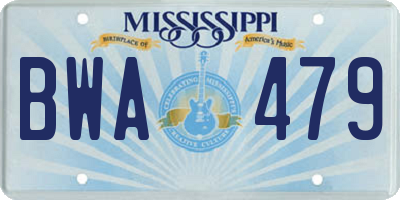 MS license plate BWA479