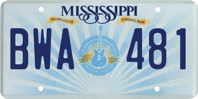 MS license plate BWA481