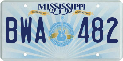 MS license plate BWA482