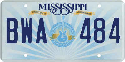 MS license plate BWA484