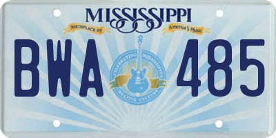 MS license plate BWA485