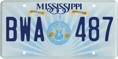 MS license plate BWA487