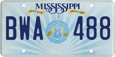 MS license plate BWA488