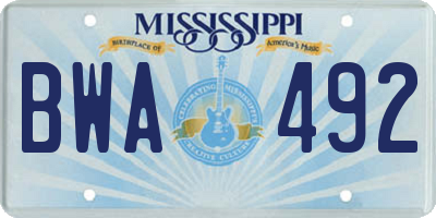 MS license plate BWA492